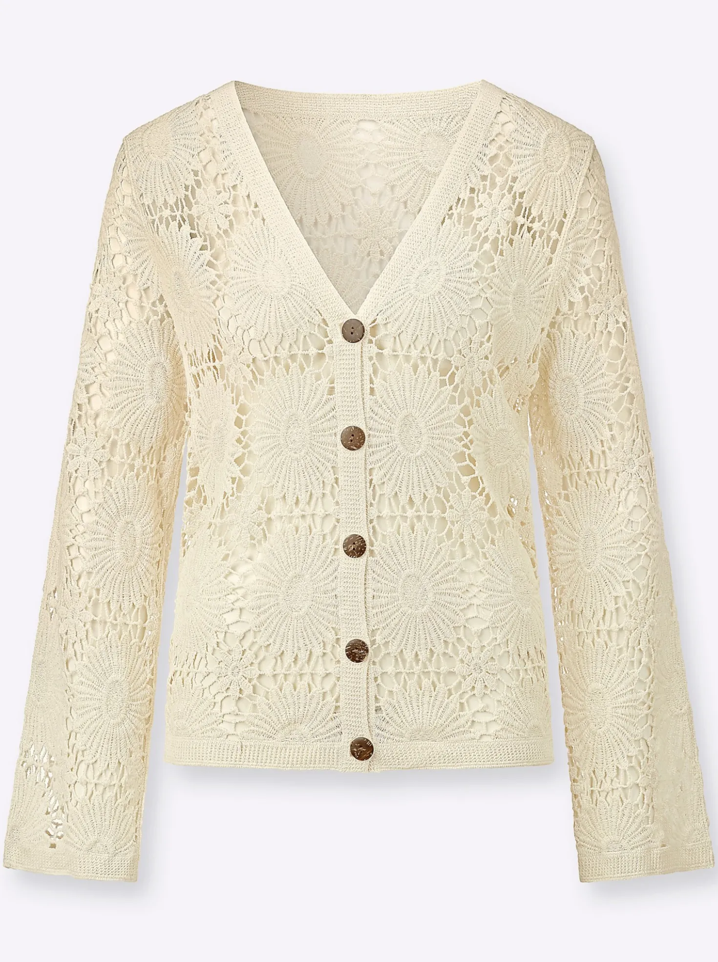 Strickjacke in Häkel-Optik