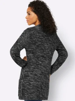 Strickjacke in Longform, meliert