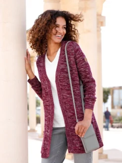 Strickjacke in Longform, meliert