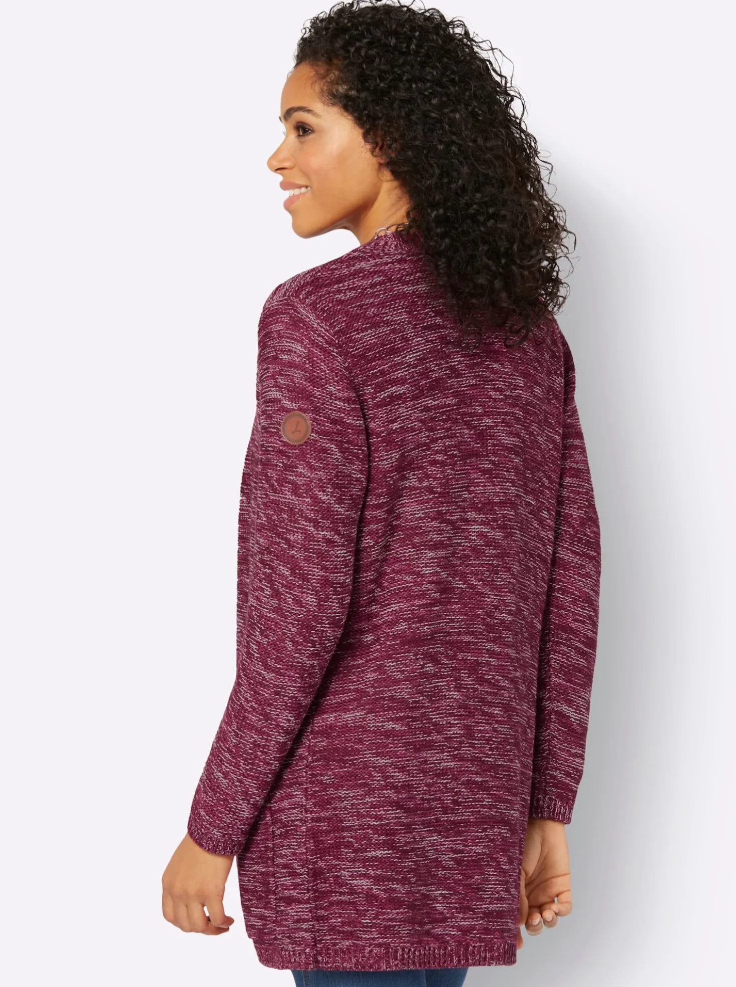 Strickjacke in Longform, meliert
