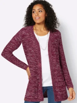 Strickjacke in Longform, meliert