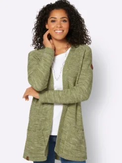 Strickjacke in Longform, meliert