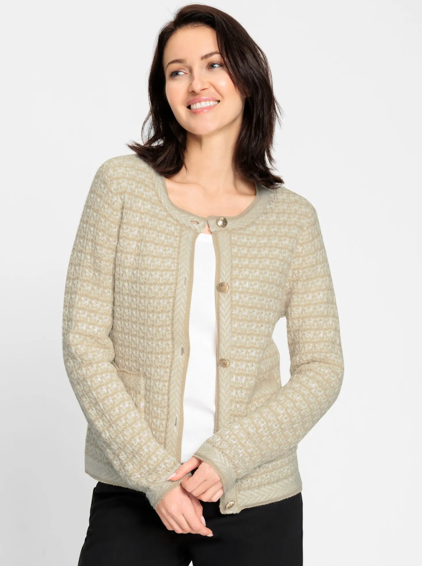 Strickjacke in zweifarbiger Optik