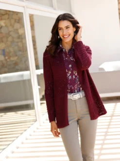 Strickjacke mit Ajour-Muster