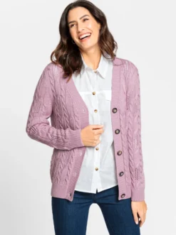 Strickjacke mit Ajourmuster