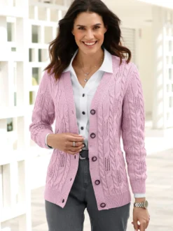 Strickjacke mit Ajourmuster