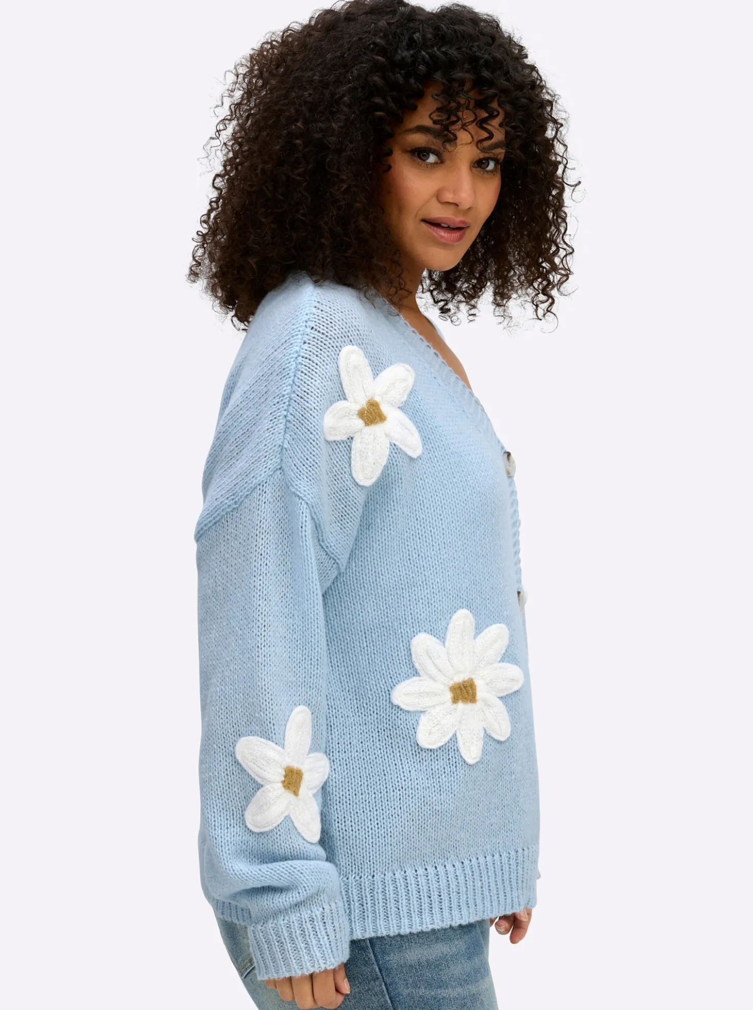 Strickjacke mit Blütenmuster