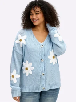 Strickjacke mit Blütenmuster