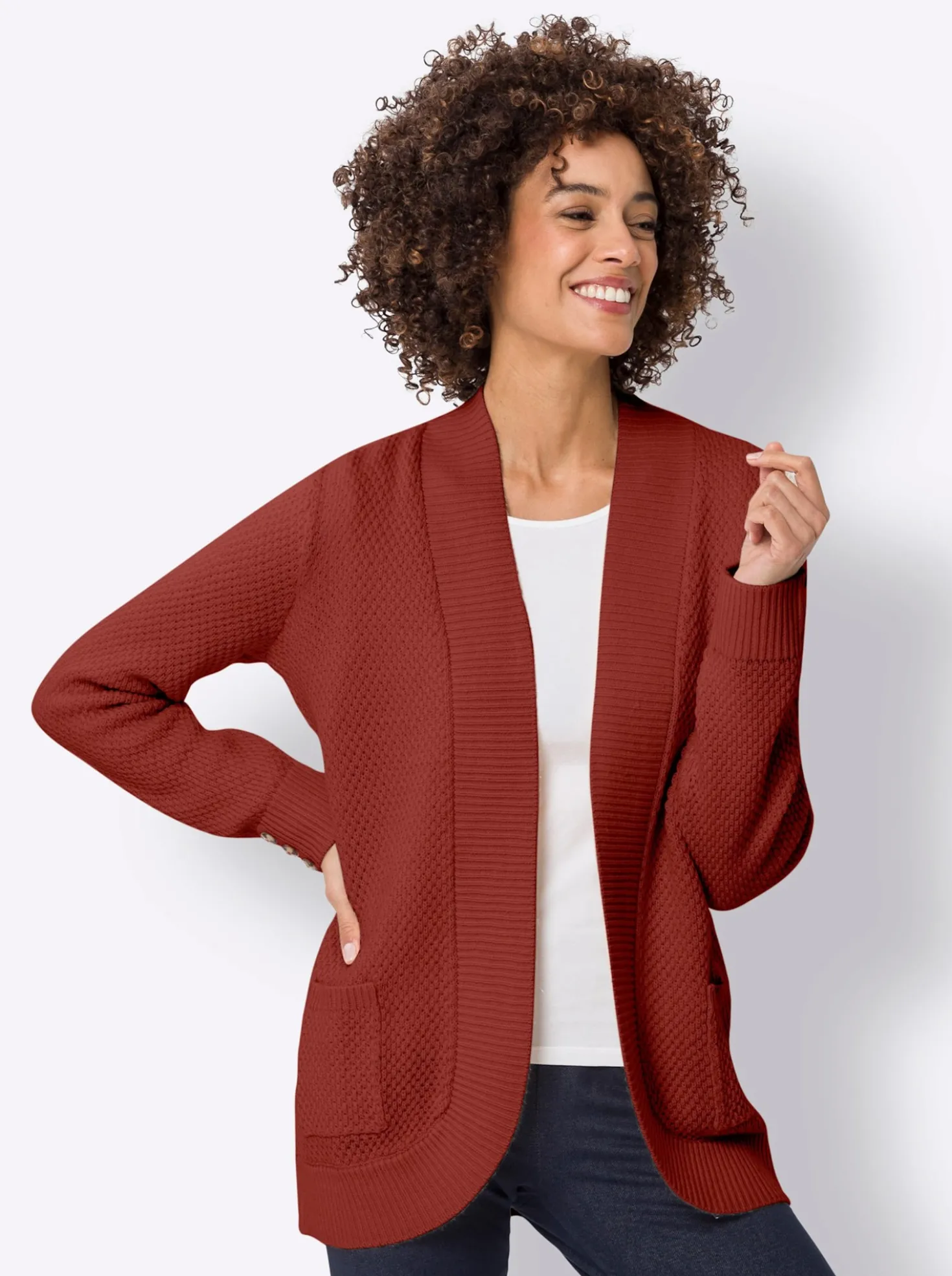 Strickjacke mit breiter Rippe