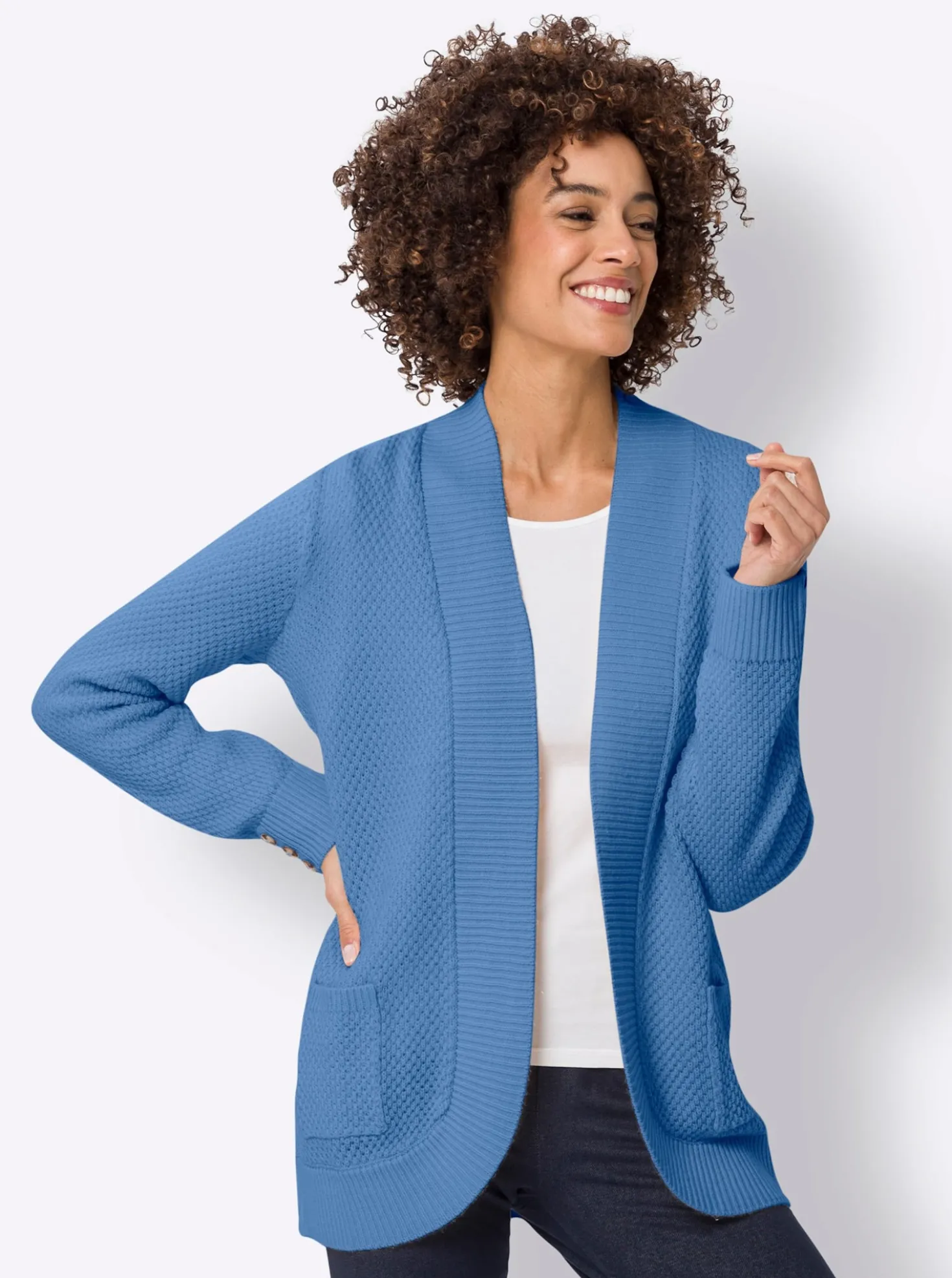 Strickjacke mit breiter Rippe