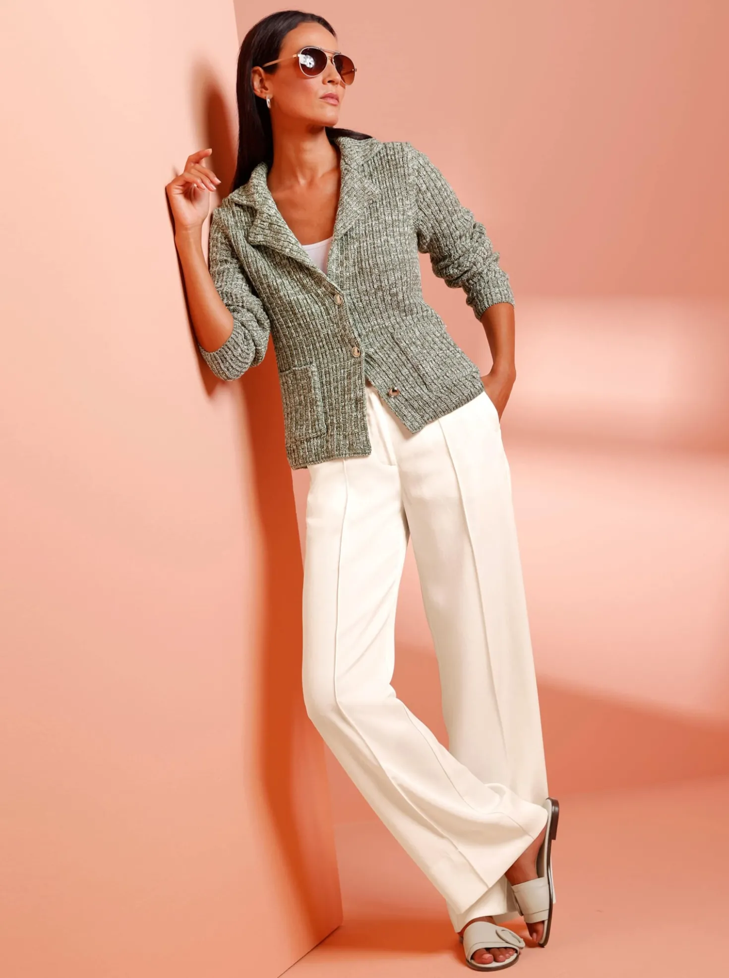 Strickjacke mit Effektgarn