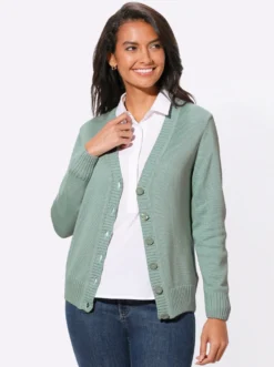 Strickjacke mit farblich abgestimmten Knöpfen