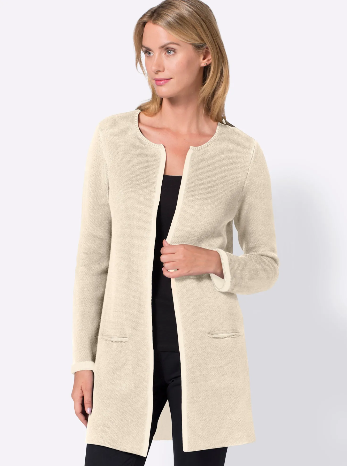 Strickjacke mit fixiertem Ärmelaufschlag