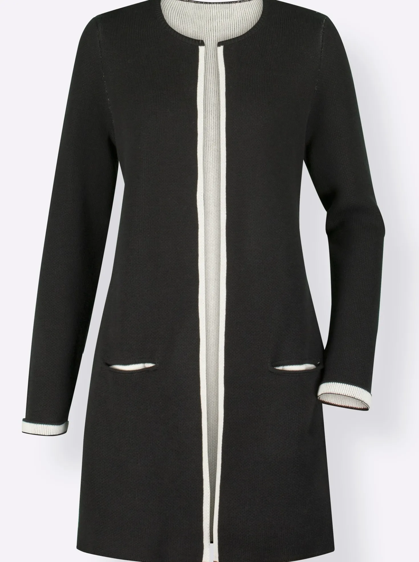 Strickjacke mit fixiertem Ärmelaufschlag