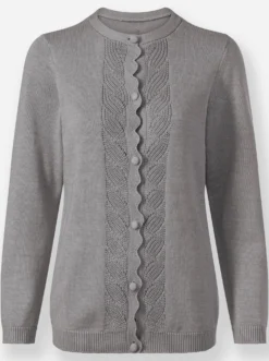 Strickjacke mit gebogter Knopfleiste