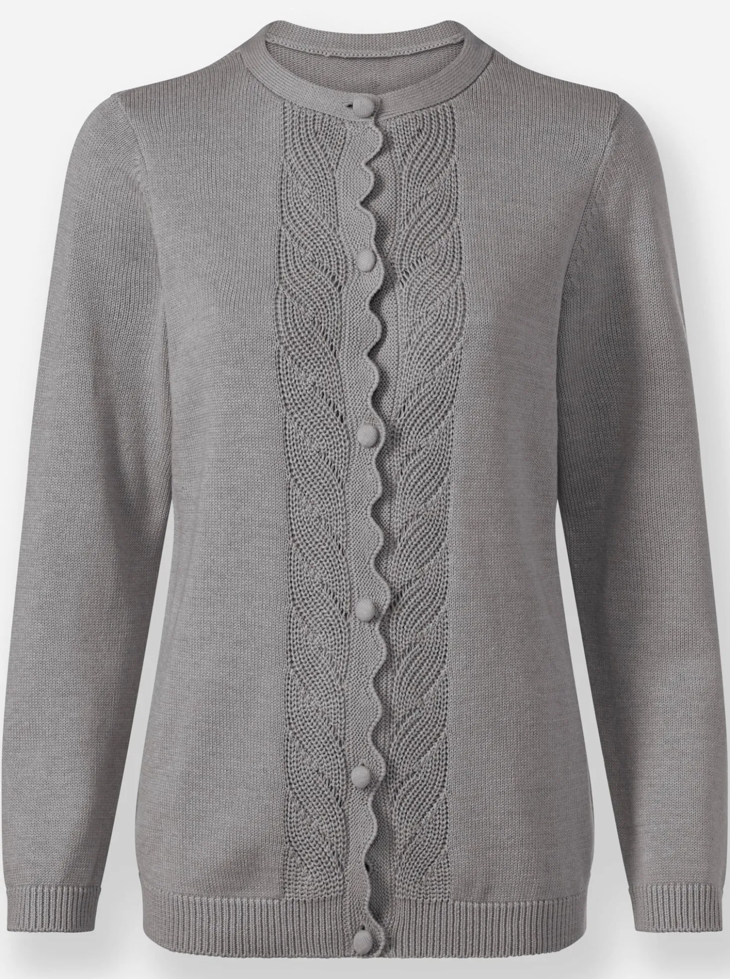 Strickjacke mit gebogter Knopfleiste