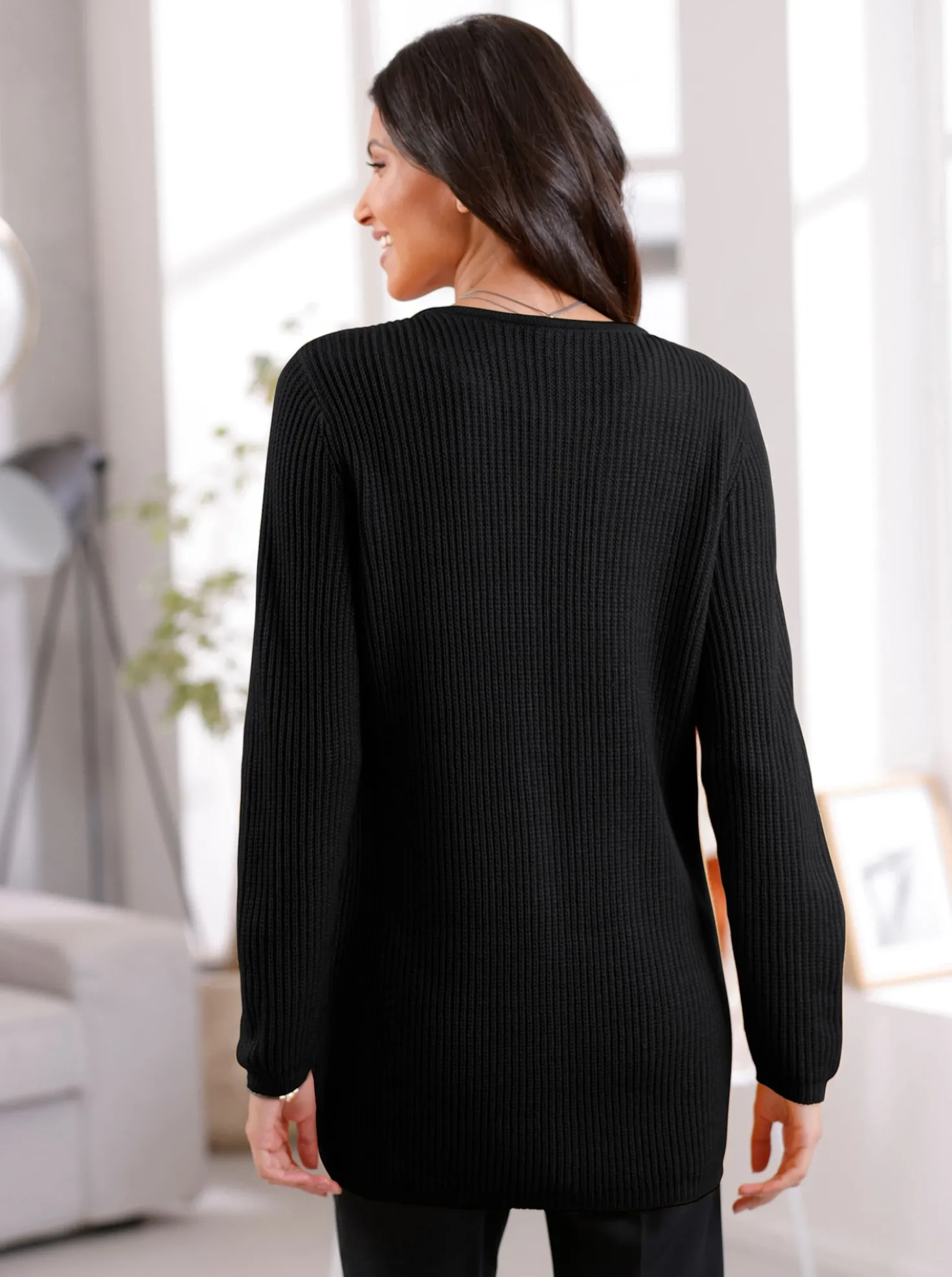 Strickjacke mit gerippten Abschlüssen