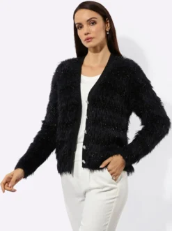 Strickjacke mit Glitzergarn