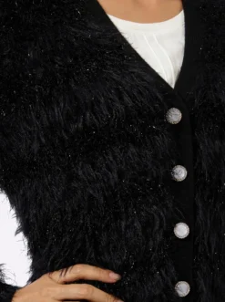 Strickjacke mit Glitzergarn