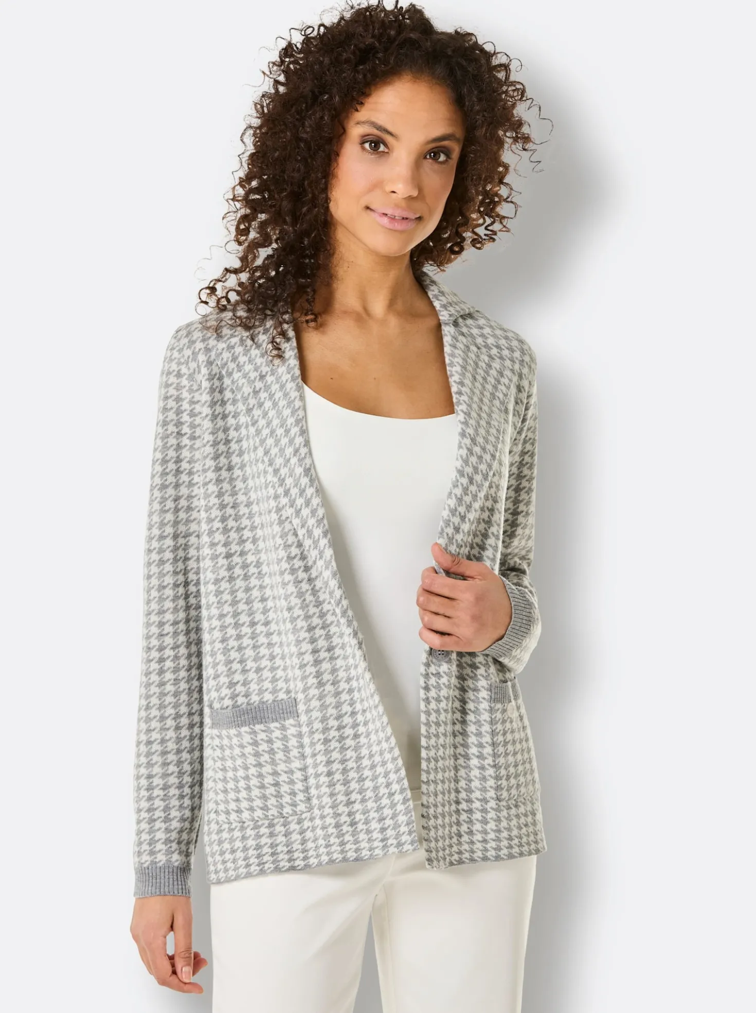 Strickjacke mit 1-Knopf-Verschluss