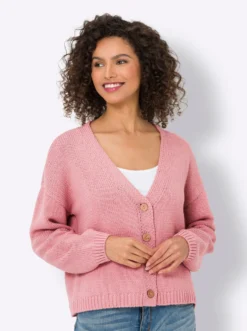 Strickjacke mit Knöpfen in Holz-Optik