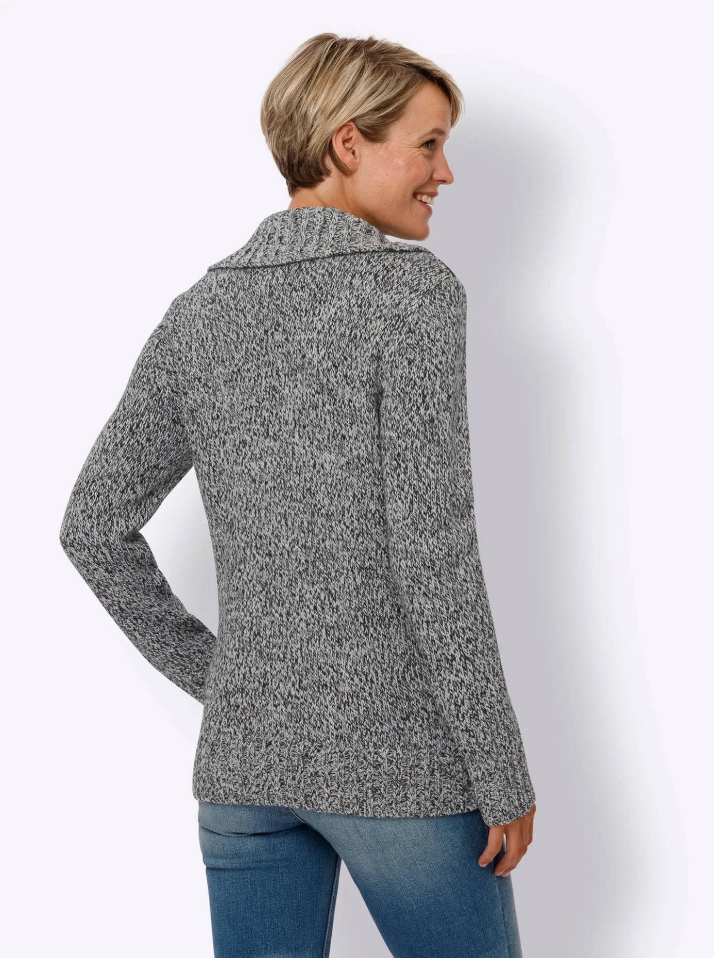 Strickjacke mit kontrastfarbigen Einsätzen