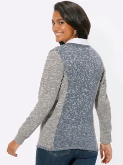 Strickjacke mit Lederimitat-Details