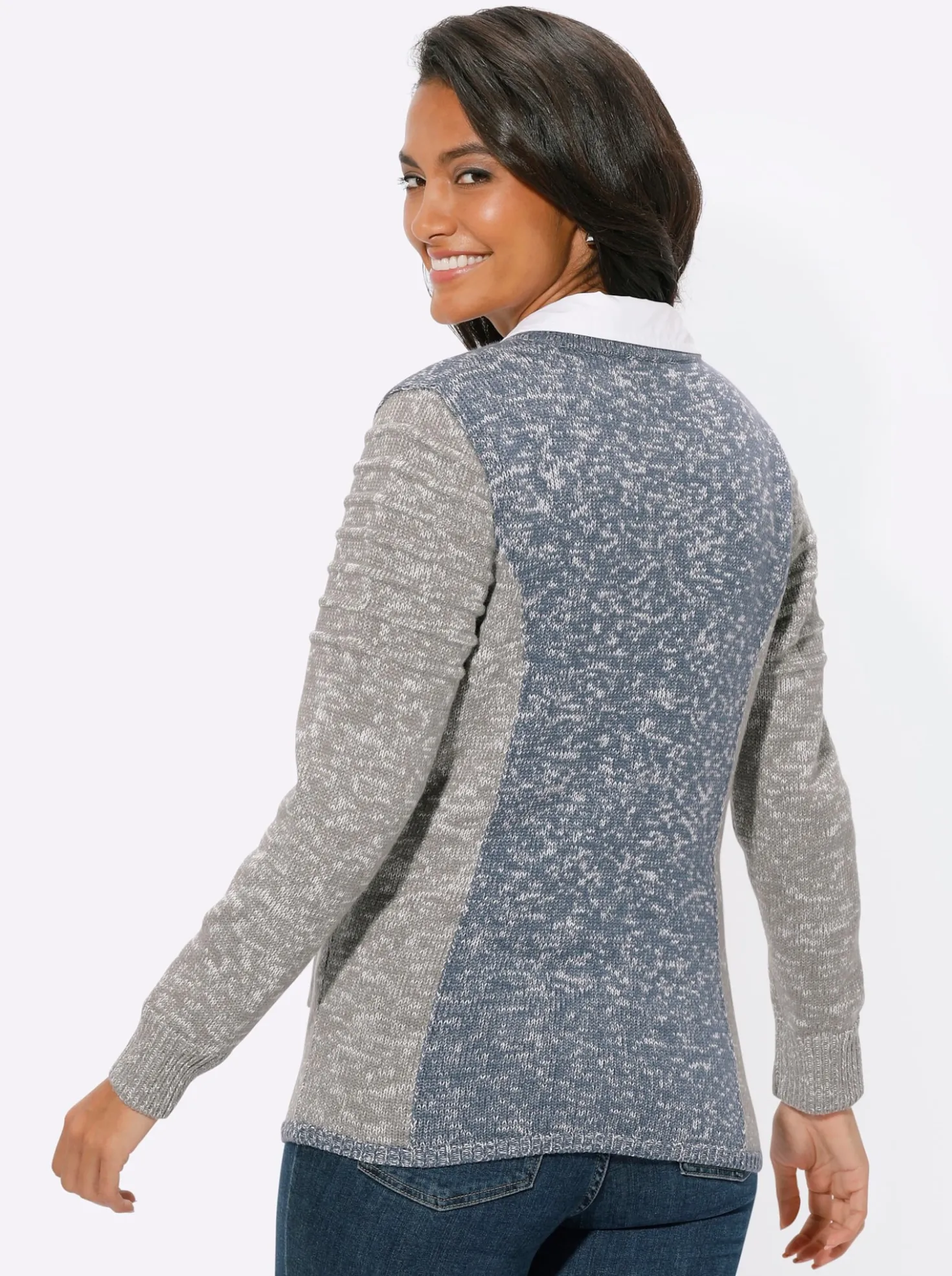 Strickjacke mit Lederimitat-Details