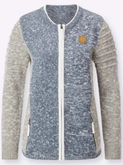 Strickjacke mit Lederimitat-Details