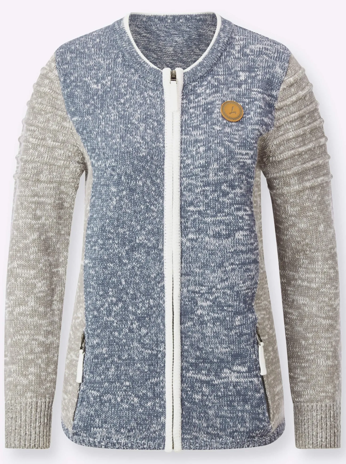 Strickjacke mit Lederimitat-Details