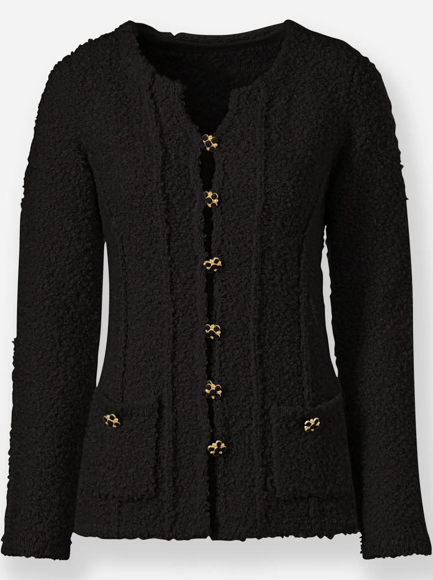 Strickjacke mit leichten Schulterpolstern