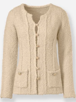 Strickjacke mit leichten Schulterpolstern