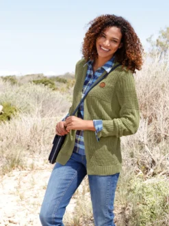 Strickjacke mit Ripp-Abschlüssen