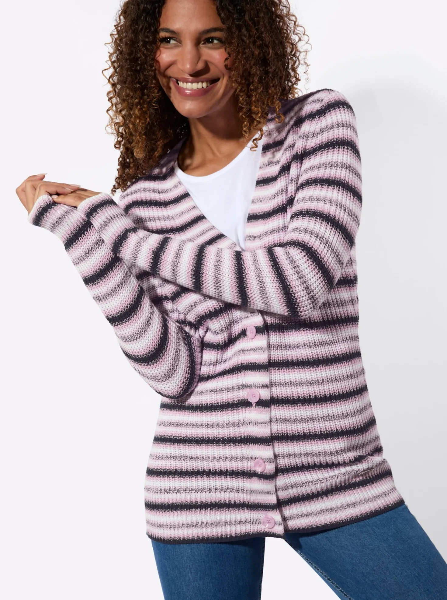Strickjacke mit Ripp-Abschlüssen