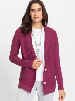 Strickjacke mit Ripp-Muster vorne