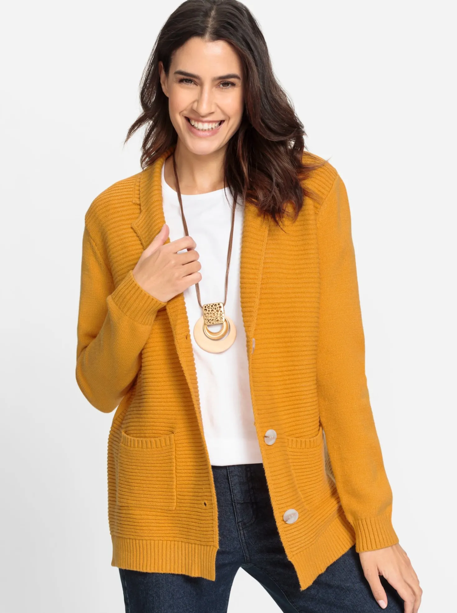 Strickjacke mit Ripp-Muster vorne