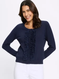 Strickjacke mit Rüschen
