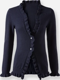 Strickjacke mit Rüschen-Abschluss