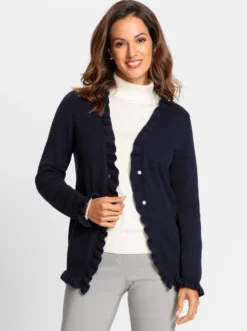 Strickjacke mit Rüschen-Abschluss