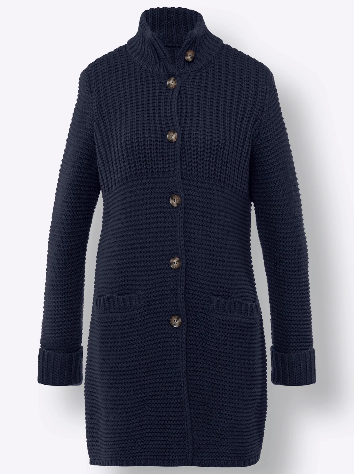 Strickjacke mit Stehkragen