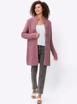Strickjacke mit Stehkragen