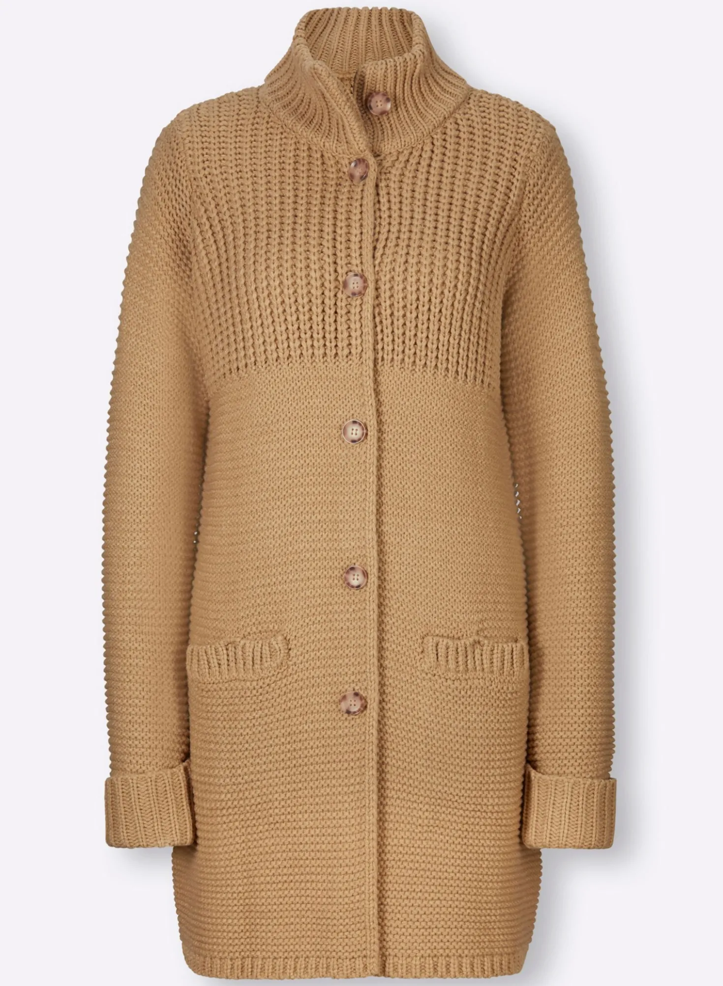 Strickjacke mit Stehkragen