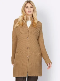 Strickjacke mit Stehkragen
