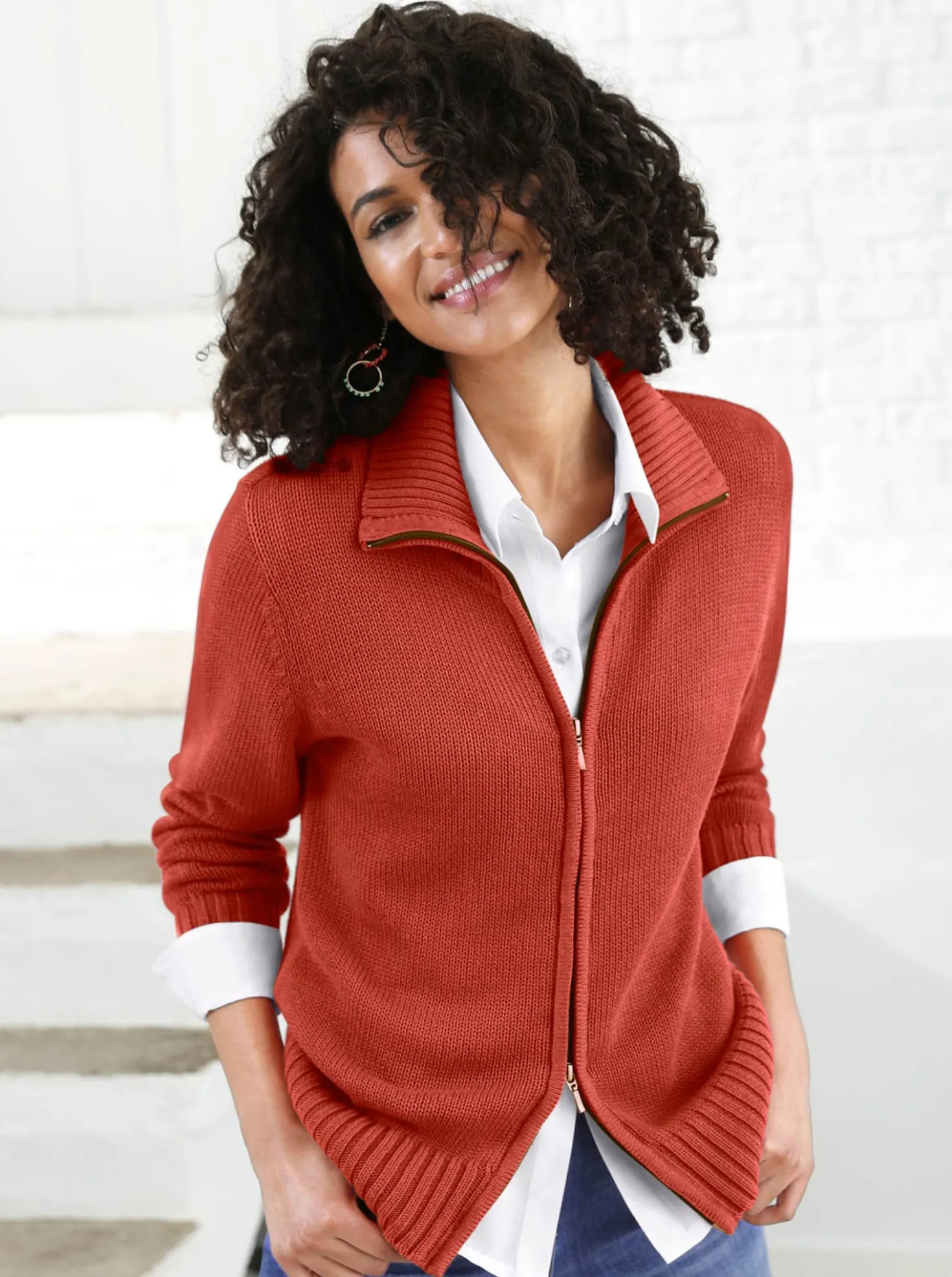 Strickjacke mit 2-Wege-Reißverschluss