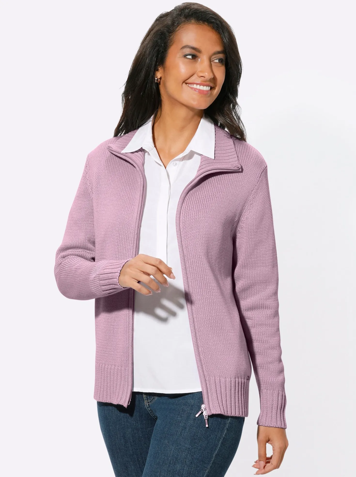 Strickjacke mit 2-Wege-Reißverschluss