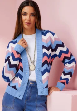 Strickjacke mit Zick-Zack-Muster