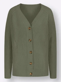 Strickjacke mit Zopfmuster