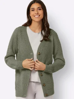 Strickjacke mit Zopfmuster