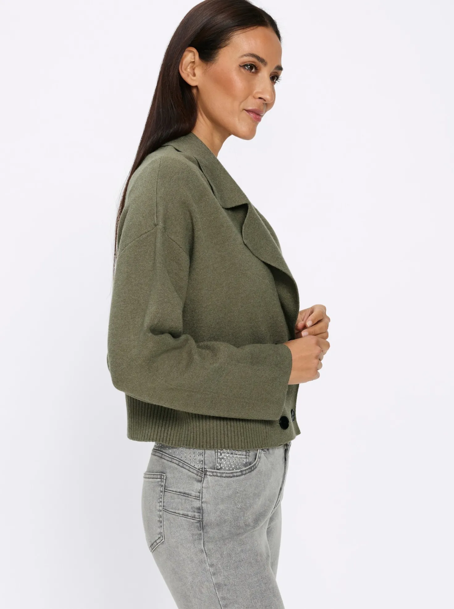 Strickjacke zweireihig geknöpft