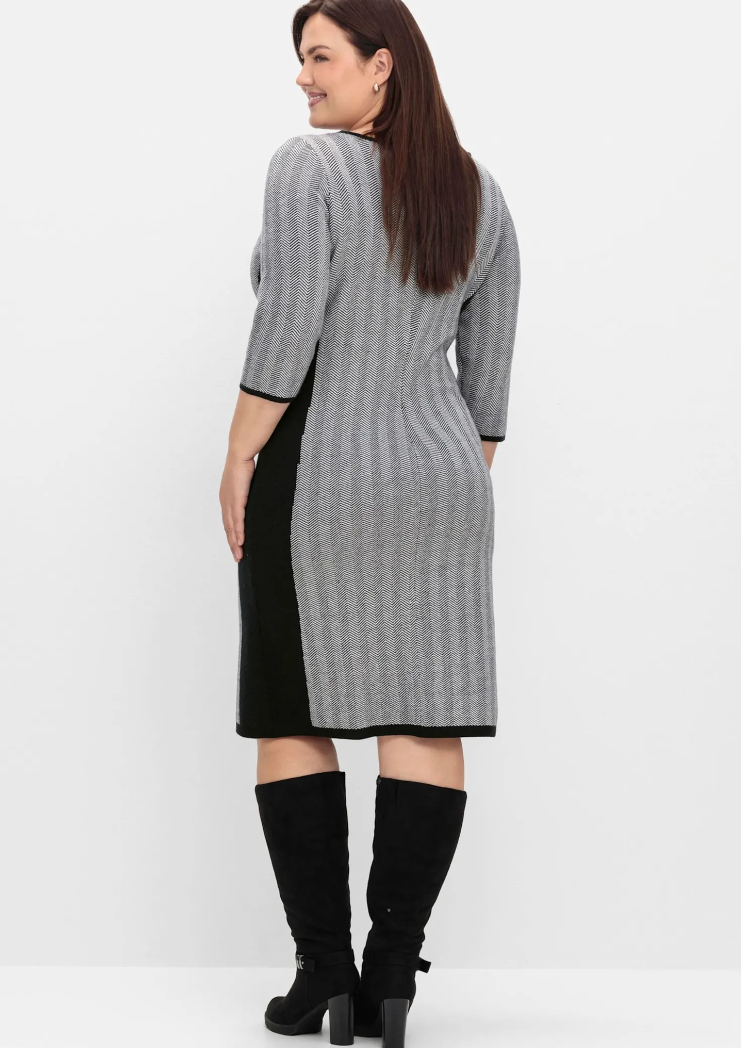 Strickkleid mit Fischgrät-Muster